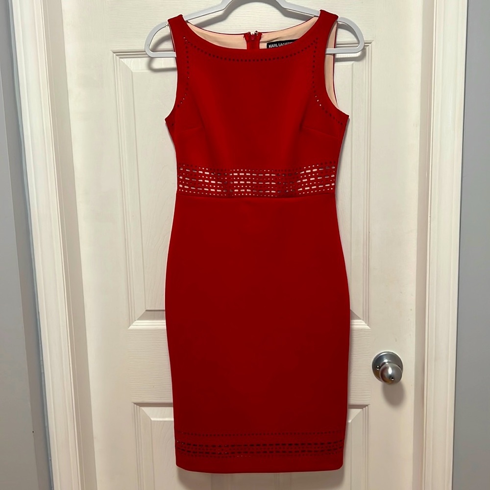 Karl Lagerfeld Red Sleeveless Dress
